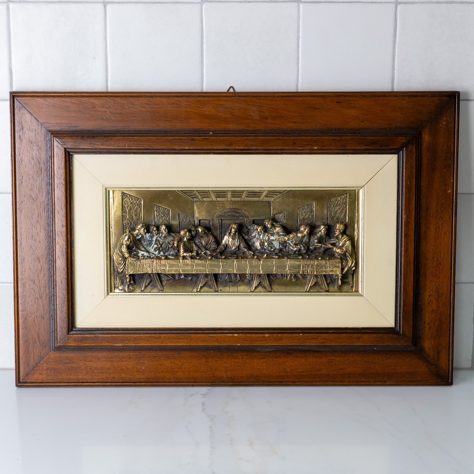 Vintage The Last Supper 3D Metal Relief Framed Wall Art Christian 18\