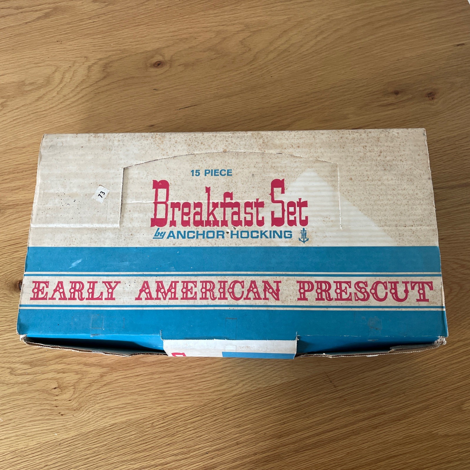 Vintage 1960's Anchor Hocking 15 Piece Breakfast Set IN BOX Early Americana