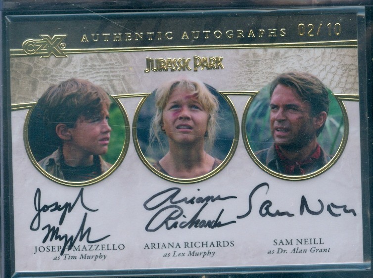 Jurassic Park CZX ( JM-AR-SN) Mazzello/ Richards/Neill  Autograph Card [ 2/10 ]
