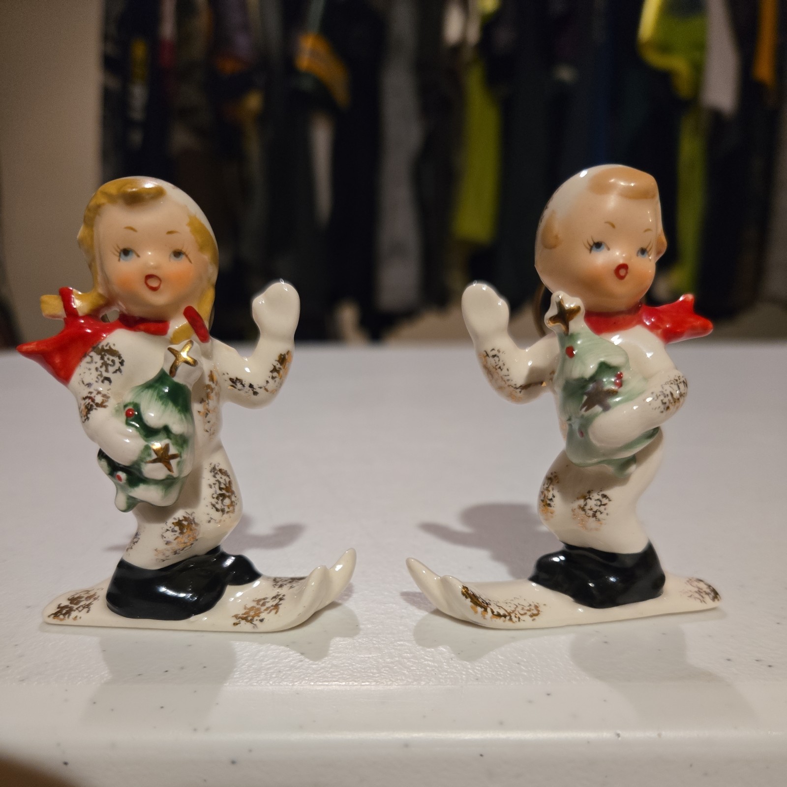 NAPCO Christmas Skiers Boy & Girl 