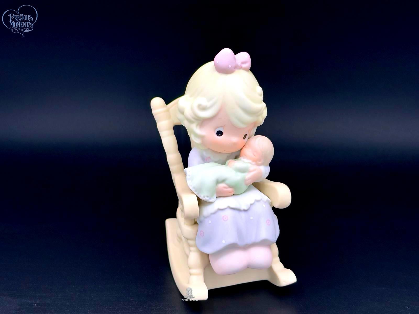 Precious Moments Vintage Rocking Chair Mother Figurine Holding Little Baby