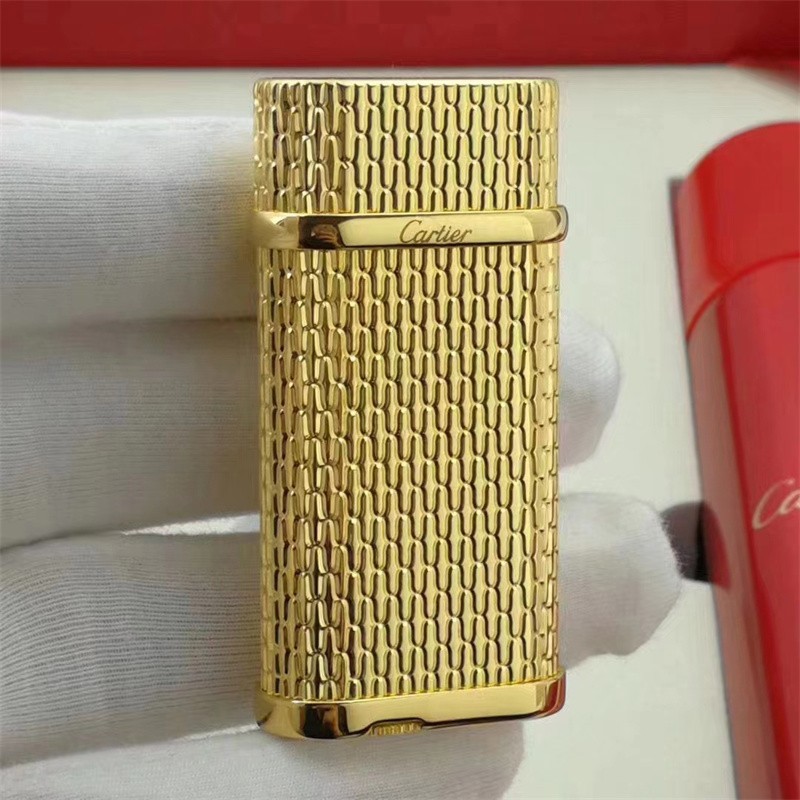 Smoking Lighter Cartier Classic Luxury Lighter Gas Lighter With Stones Box #V