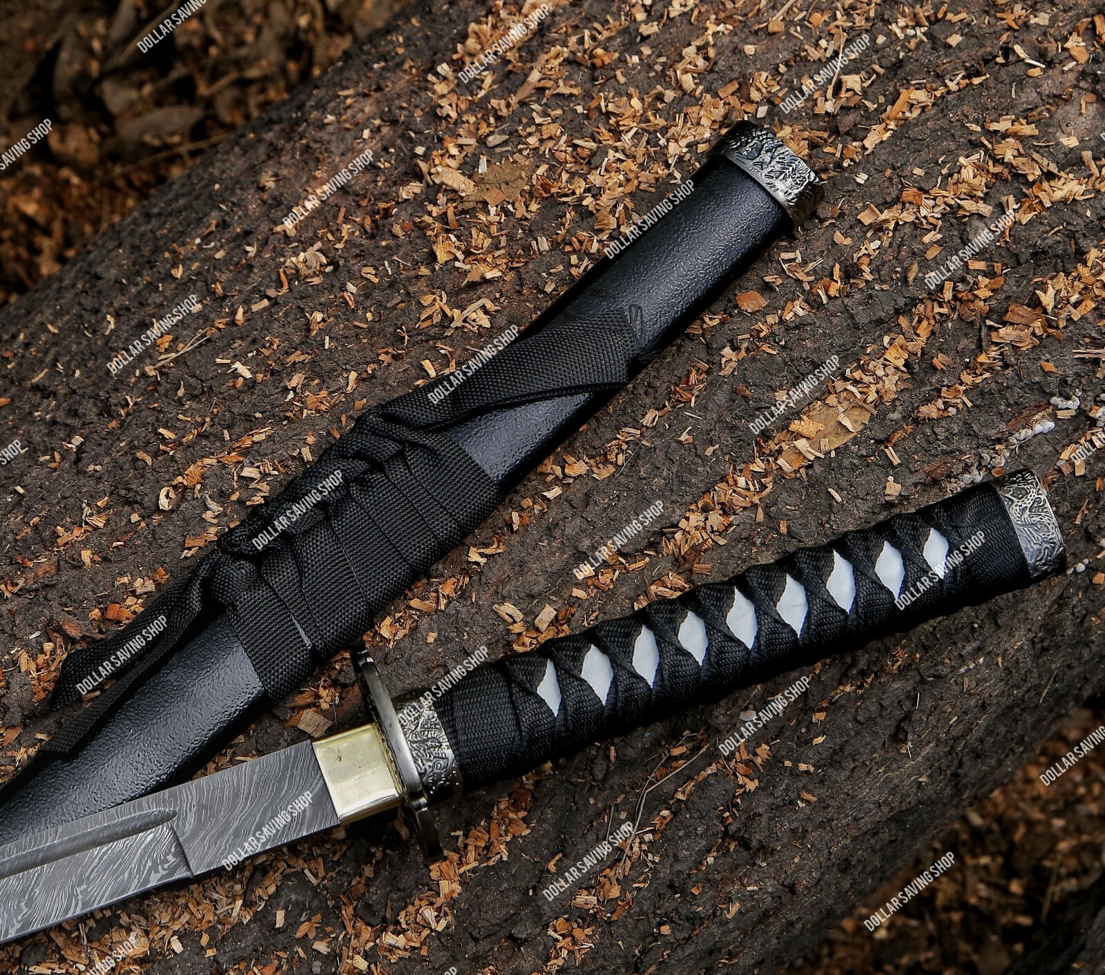 Fully Handmde Damascus Steel Full-Tang Katana/Ninja/Combat Sword with Scabbard.