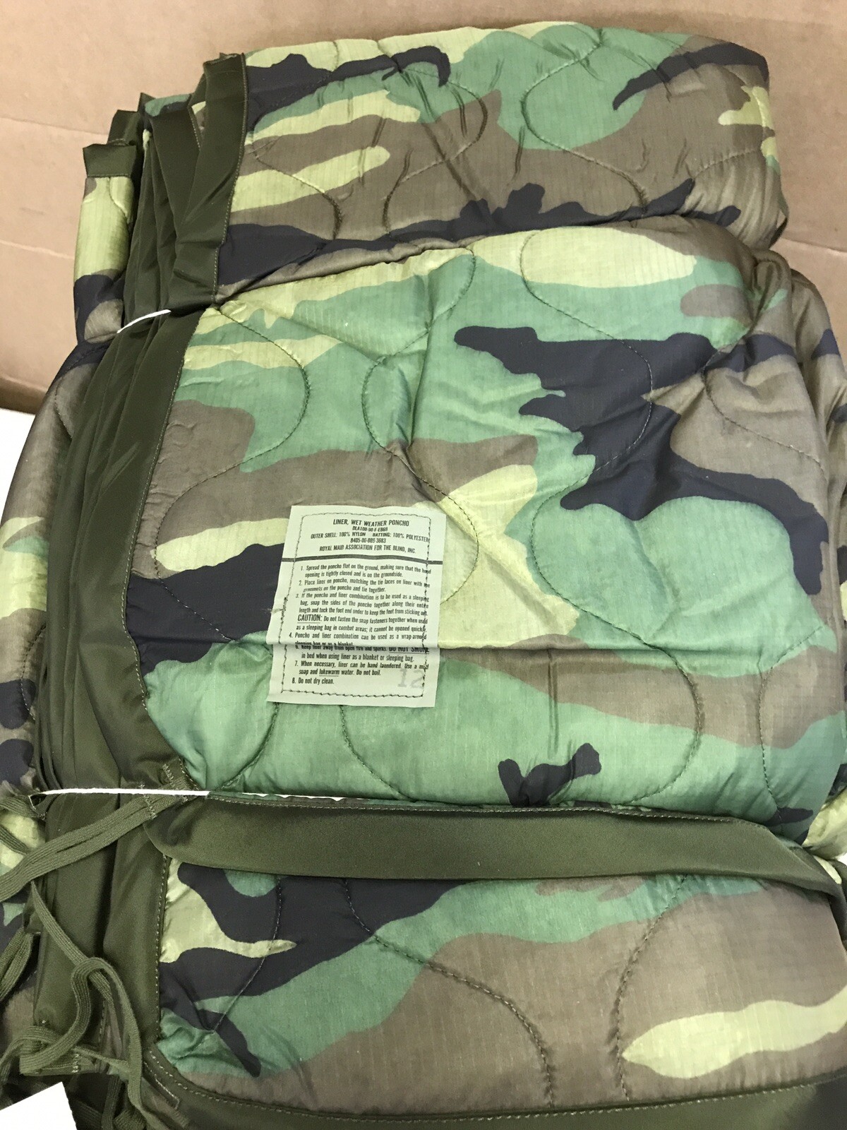new ONE US Military Surplus USGI Woodland Camo Poncho Liner WOOBIE Blanket 1990s