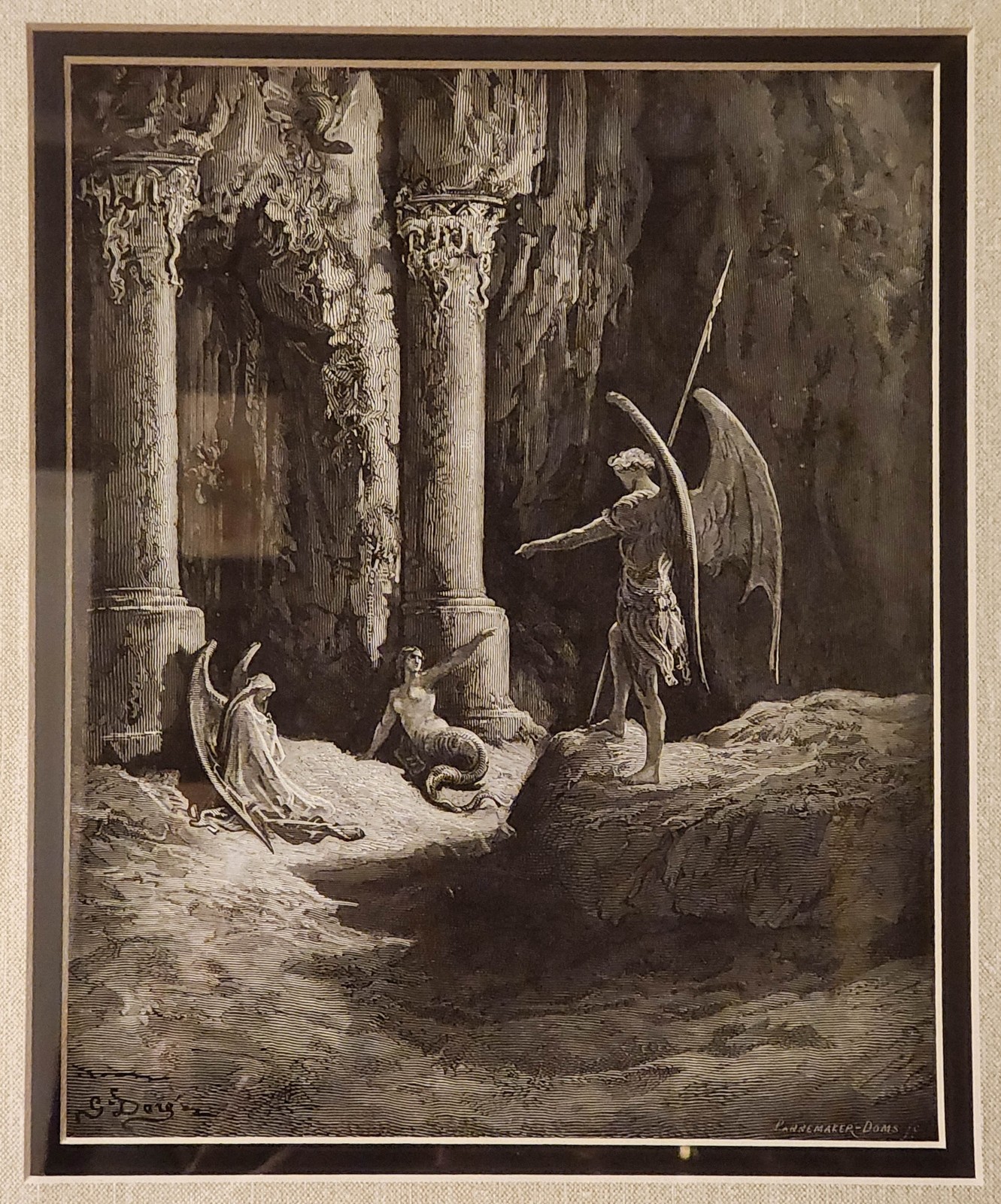 Gustave Doré Paradise Lost Satan Vintage 1866 Engraving Reprint Wall Art