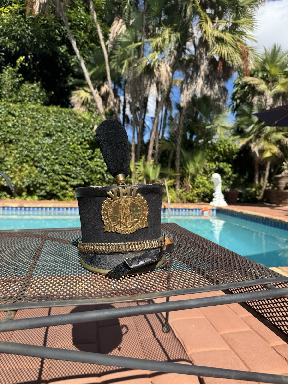 VMI Virginia Military Inst. Cadet Keydet Shako Parade Hat with Badge Plume Strap