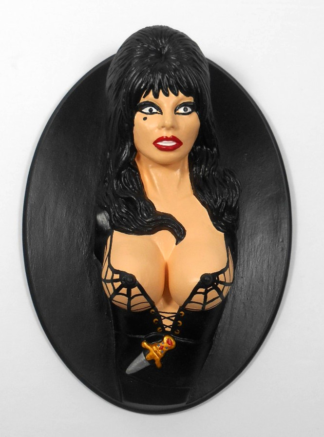 SEXY ELVIRA MISTRESS OF THE DARK ORIGINAL PAINTED SCUPTURE WALL HANGING OOAK~i9