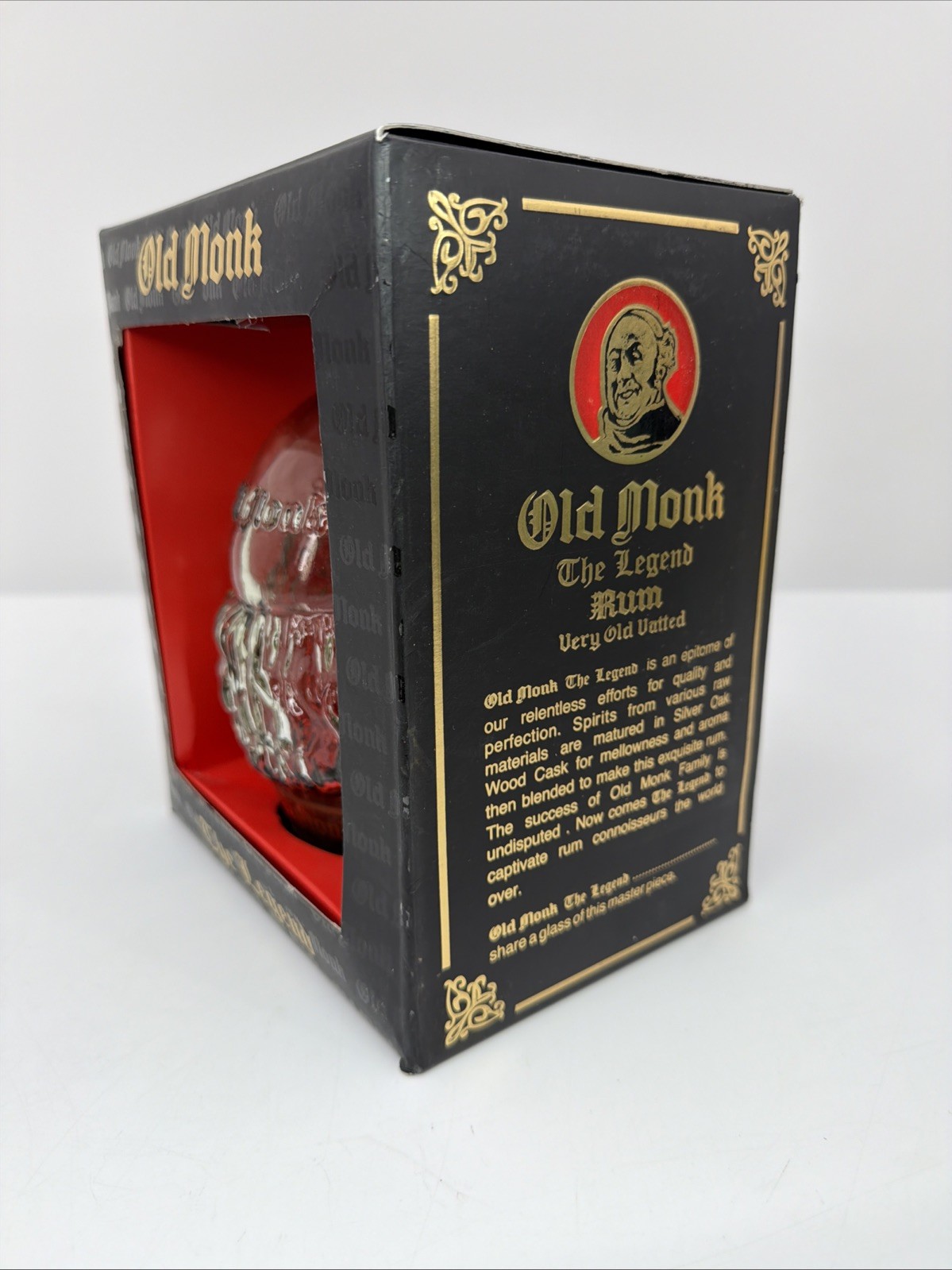 Vintage Rare OLD MONK THE LEGEND (head) Empty Glass Bottle 1000ml In Original