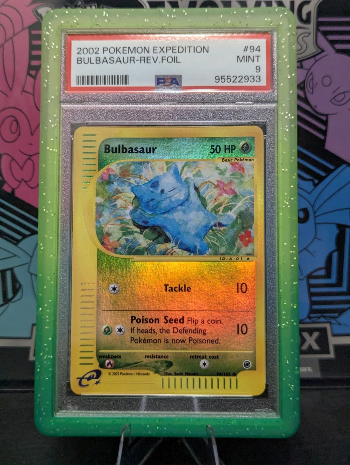 PSA 9 2002 POKEMON EXPEDITION #94 BULBASAUR - REV.FOIL PSA 9 2002 POKEMON EXPEDITION #94 BULBASAUR - REV.FOIL