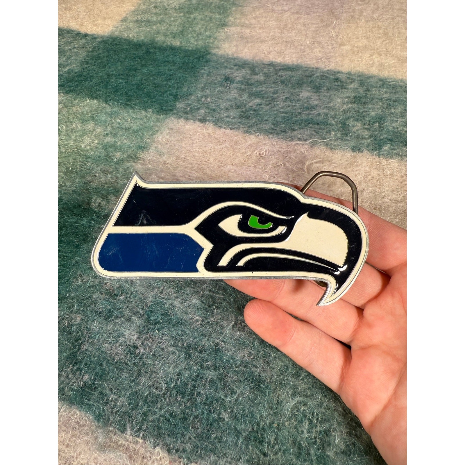 Vintage 2000s Seattle Seahawks Big Logo Belt Buckle