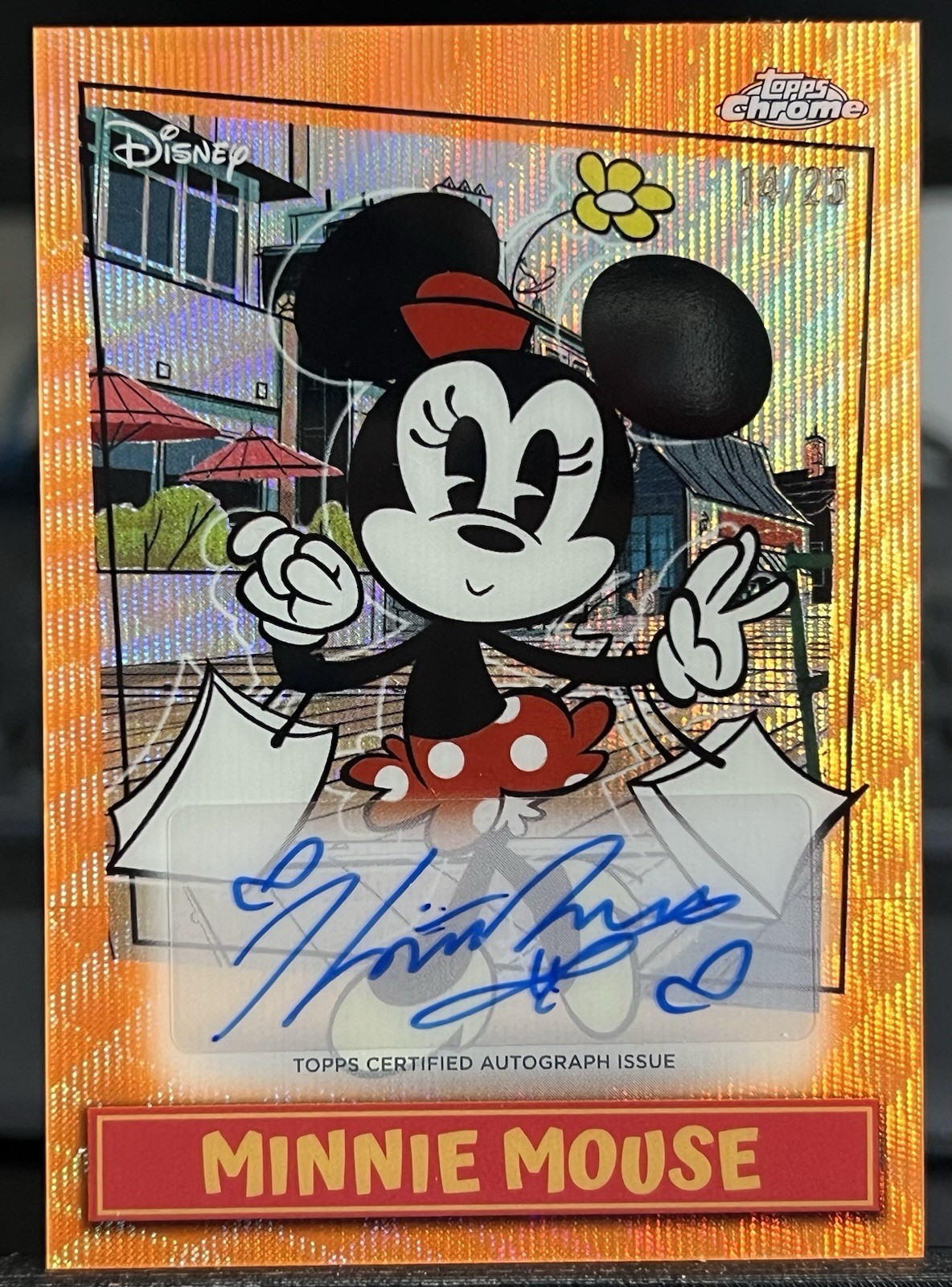 Topps 2026 Disney Neon Minnie Mouse MSA-KR Kaitlyn Robrock Orange Auto 14/25