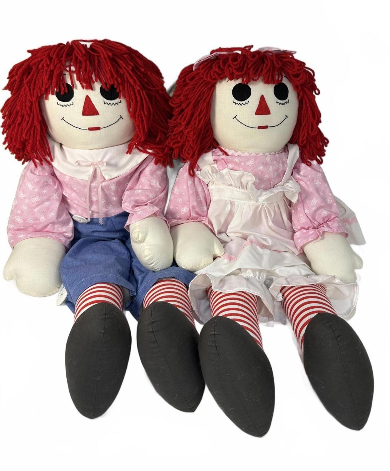 Handmade Vintage Raggedy Ann and Andy Plush Dolls