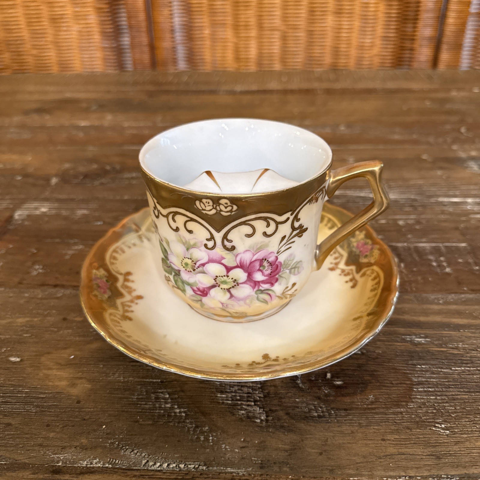 VTG Royal Crown Hand Painted Numbered 33/357 Gilded Mustache Guard Coffee Cup