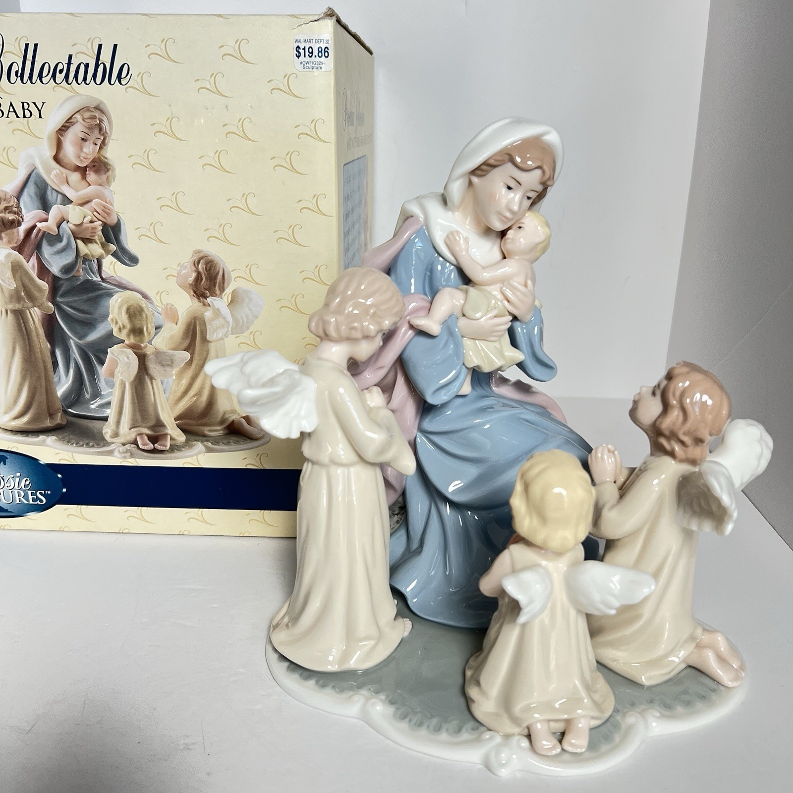 Mary, baby Jesus and 3 angels Classic Treasures fine porcelain figurine NEW