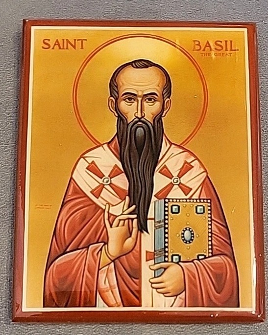  Icon Saint Basil The Great W/ Wood Stand About 3\