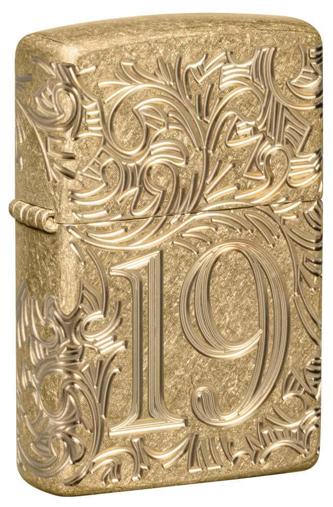 Zippo 1932 Filigree Design Armor Tumbled Brass Windproof Pocket Lighter, 46776