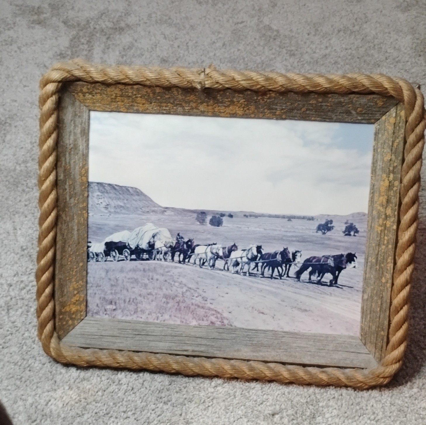 Vintage L.A. Huffman Framed Western Print 17x14 - Tex Staling Freight Outfit -