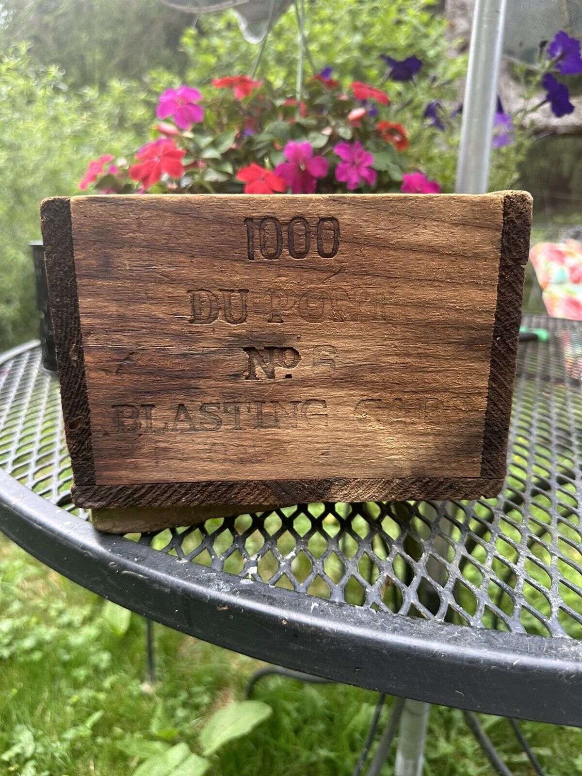 Vintage Wood Crate Box DuPont Blasting Caps Explosives Dynamite