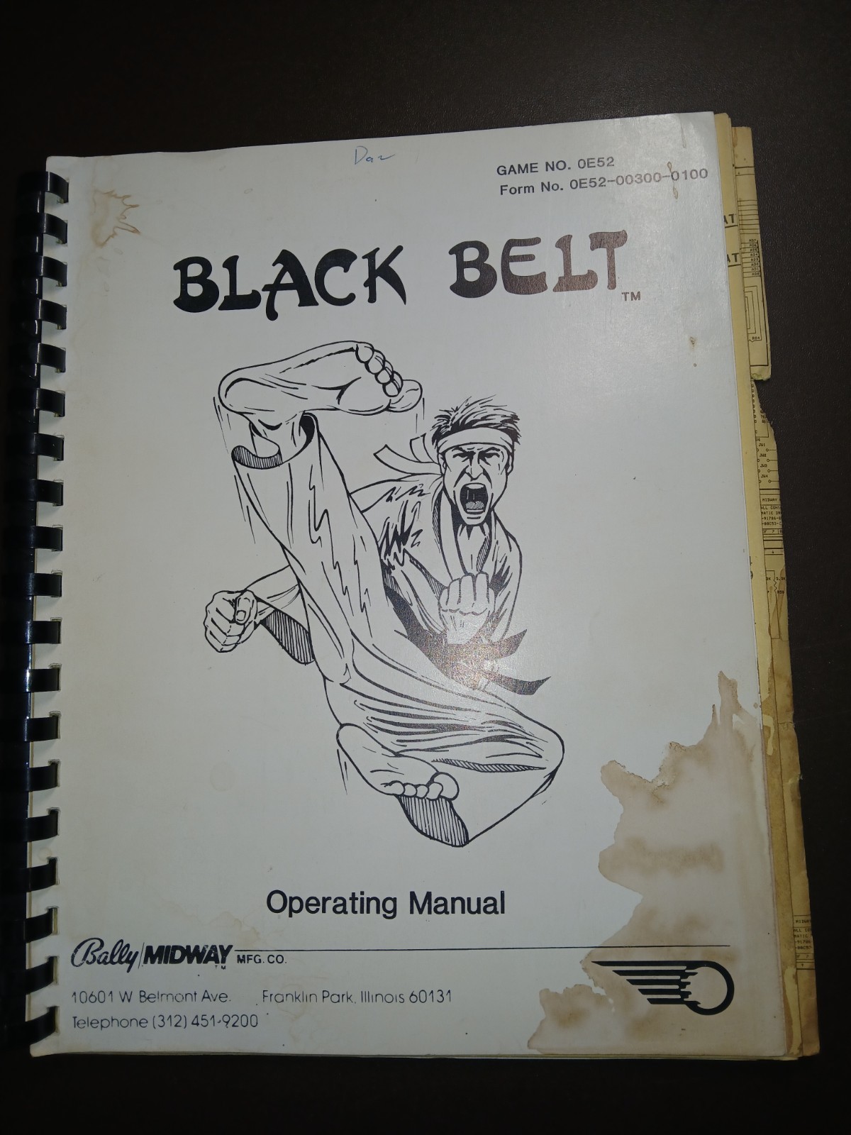 Bally BLACK BELT Original Pinball Operating Manual w/ Schematics