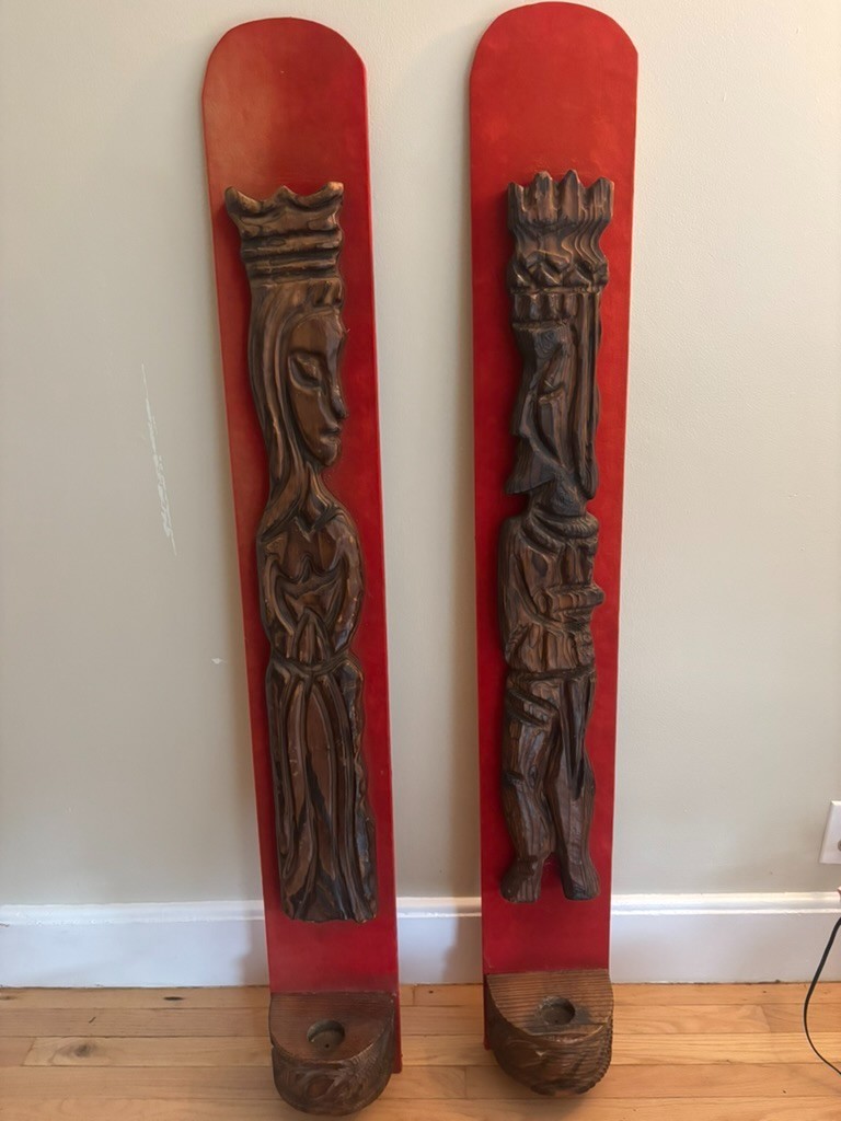 Vintage Witco King and Queen Wall Sculpture With Integrated Candle Sconces