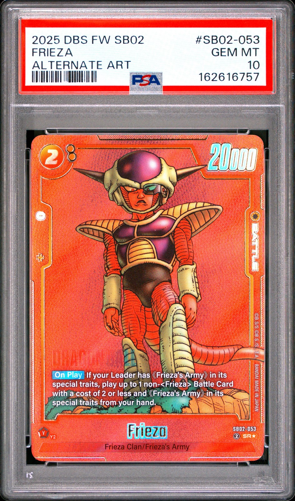 2025 DRAGON BALL SUPER CARD GAME FUSION WORLD MANGA BOOSTER 02 FRIEZA PSA 10