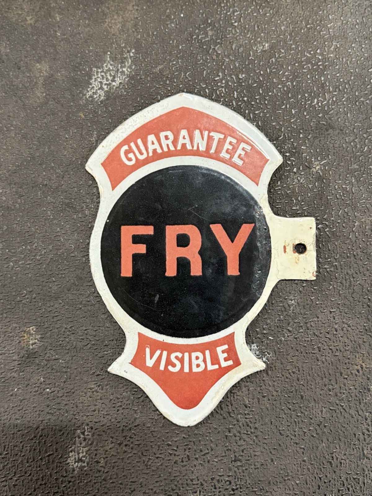 RARE Original Fry Visible Gas Pump Double Sided Porcelain Flange Sign antique 