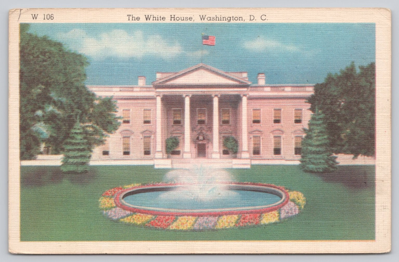 1938 The White House Washington DC Linen Postcard Mann-Haley