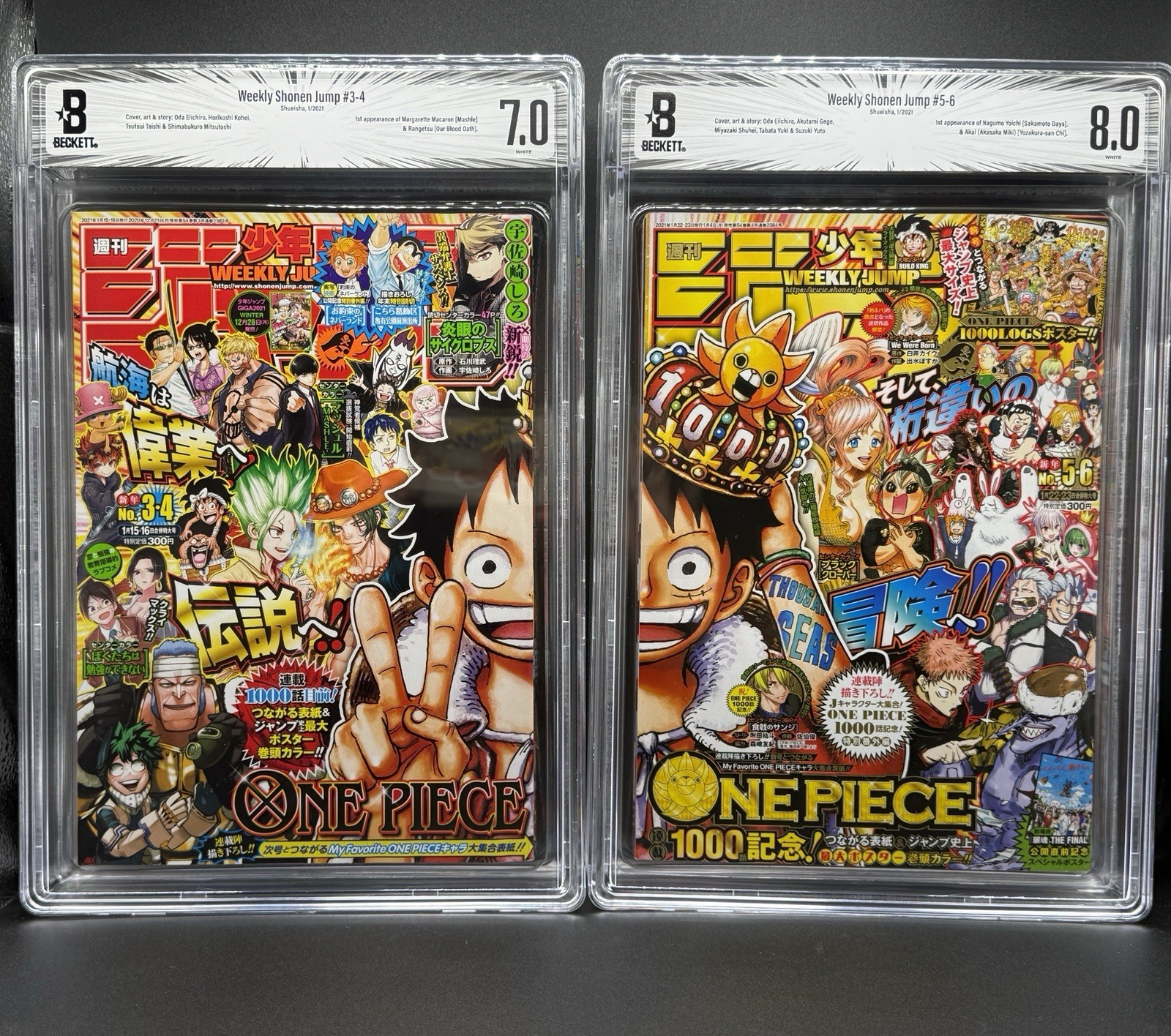 BGS 7.0 & 8.0 Set Weekly Shonen Jump 2021 No.3-4 & 5-6 One Piece Chapter 1000