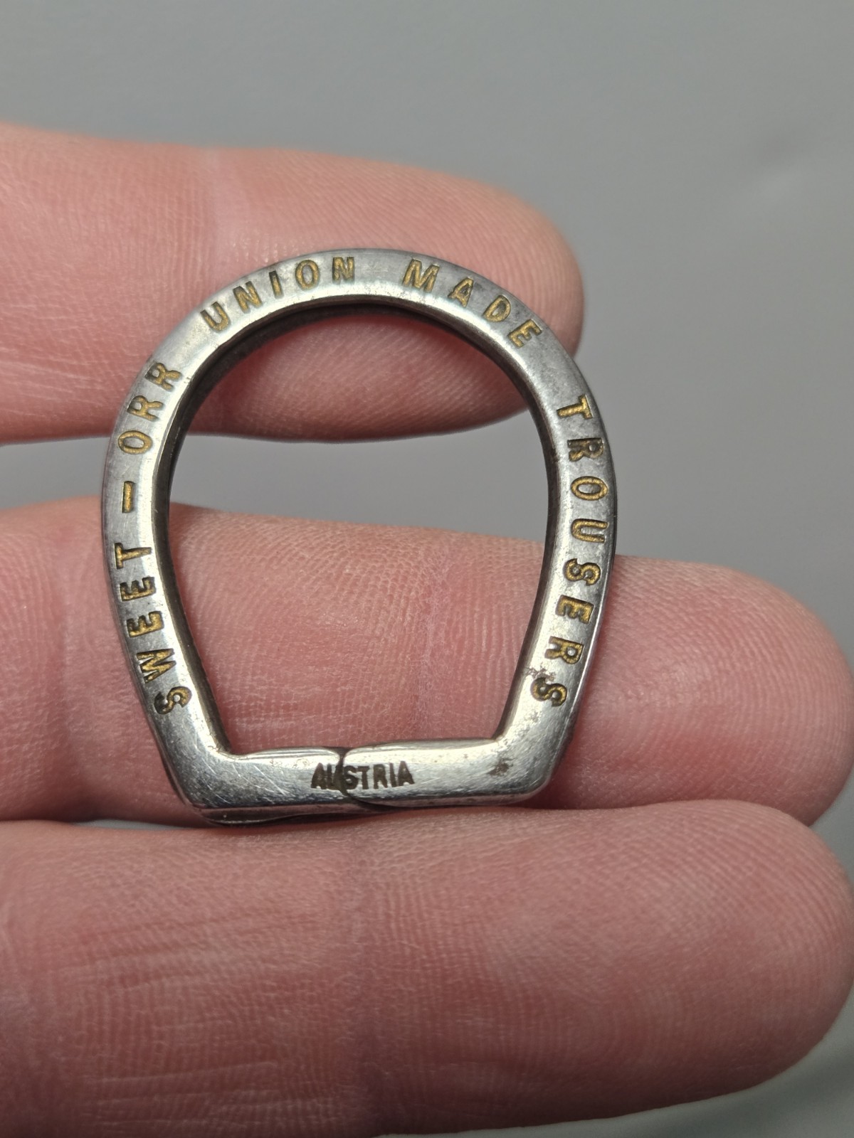 Rare Vintage Sweet-Orr Advertising Key Ring 1920s Union Made Trousers Overalls