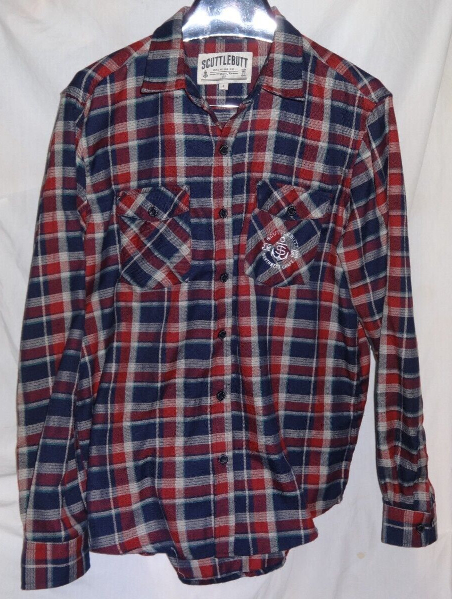 Scuttlebutt Brewing Northwest Washington Craft Beer Flannel Shirt Sz L