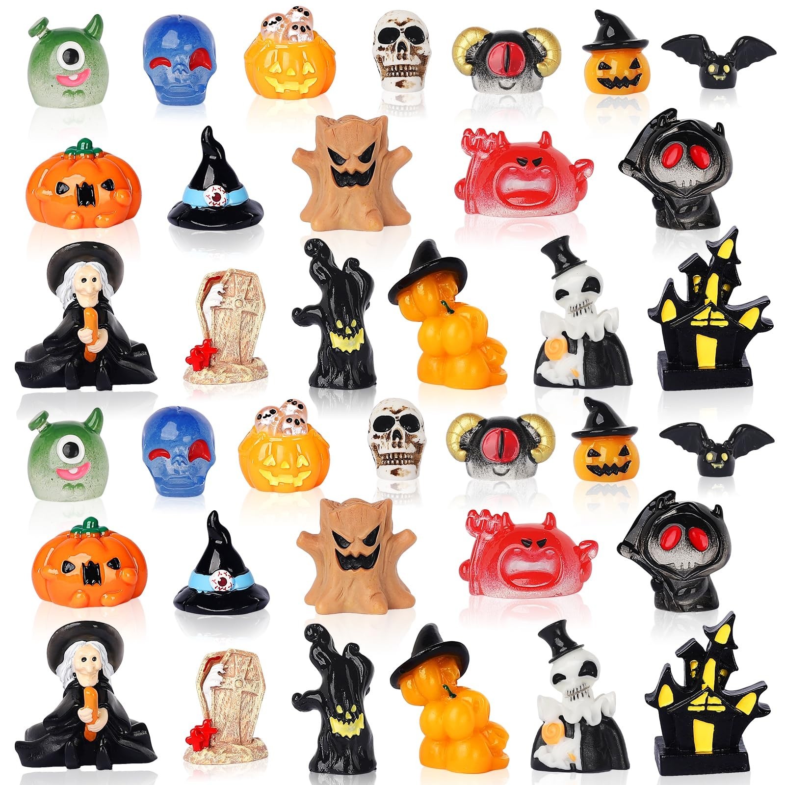 36Pcs Halloween Resin Mini Ghosts & Spooky Figurines - Cute Decor for Parties