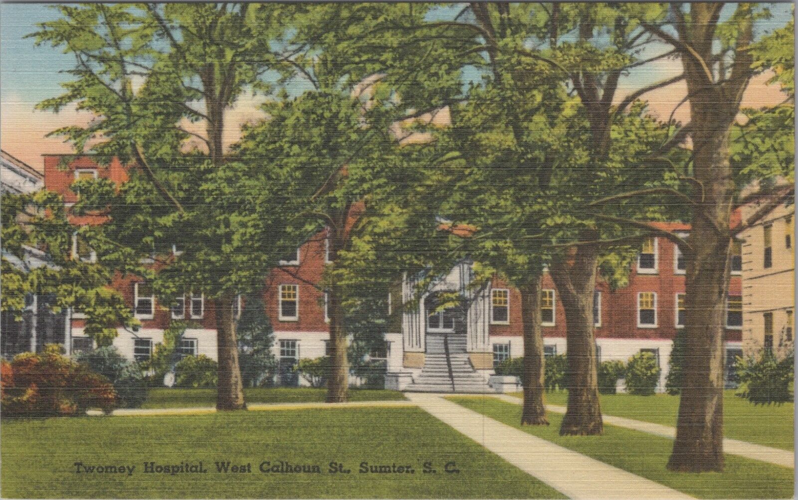 c1930s Postcard Twomey Hospital W. Calhoun St. Sumter SC South Carolina B4502.8