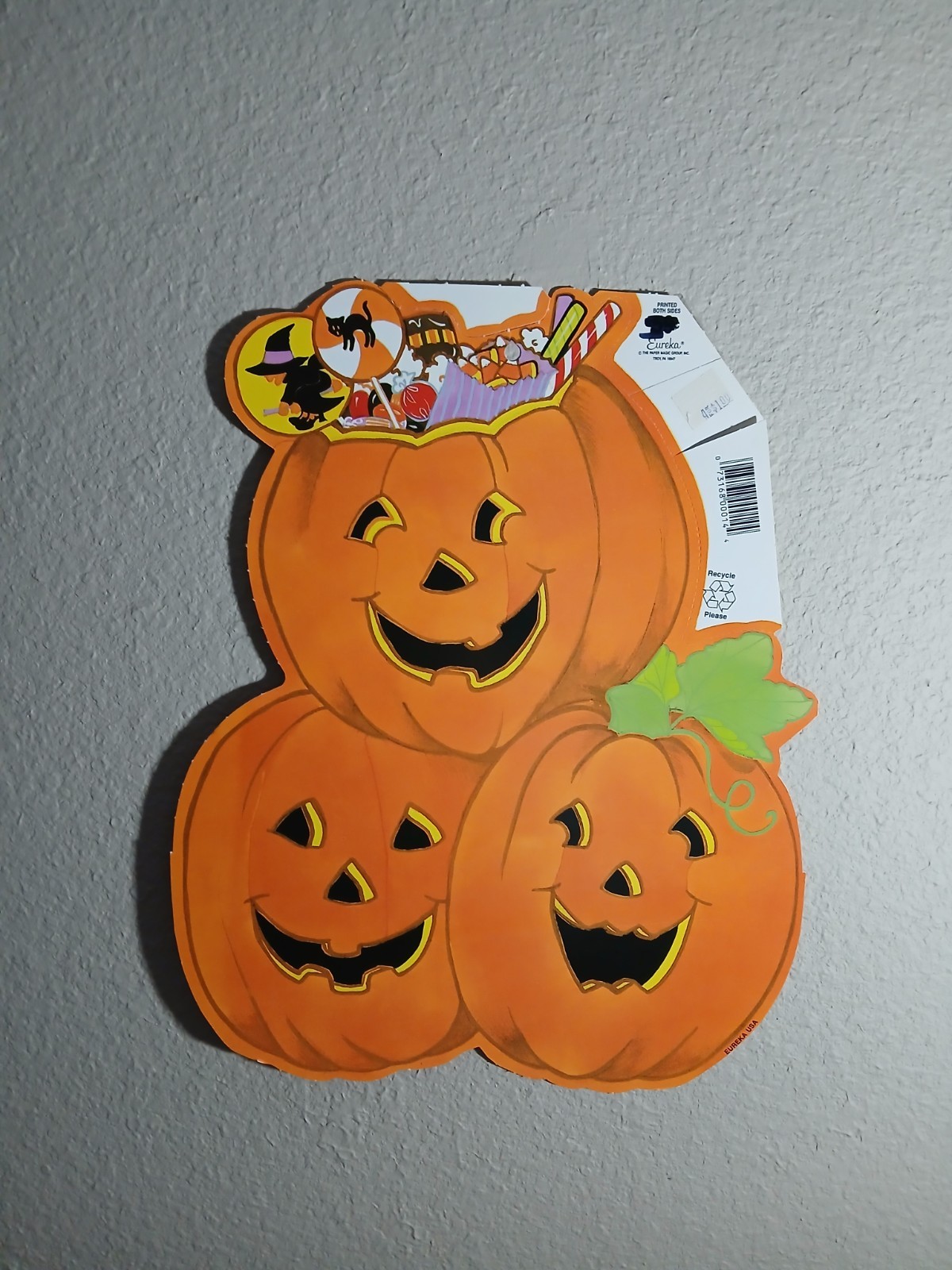 Vintage 13 X 10 Halloween Eureka Trick or Treat Pumpkins Cut Out NEW