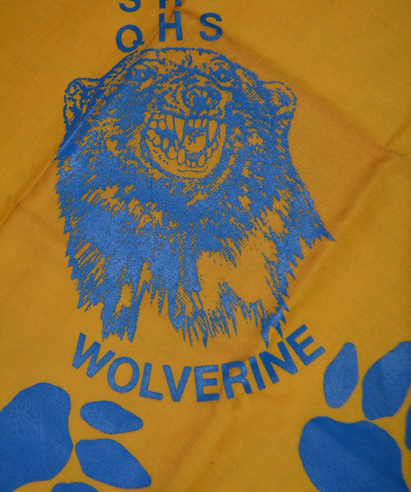 Vintage Quitman High School Louisiana Wolverines Yellow Bandana handkerchief