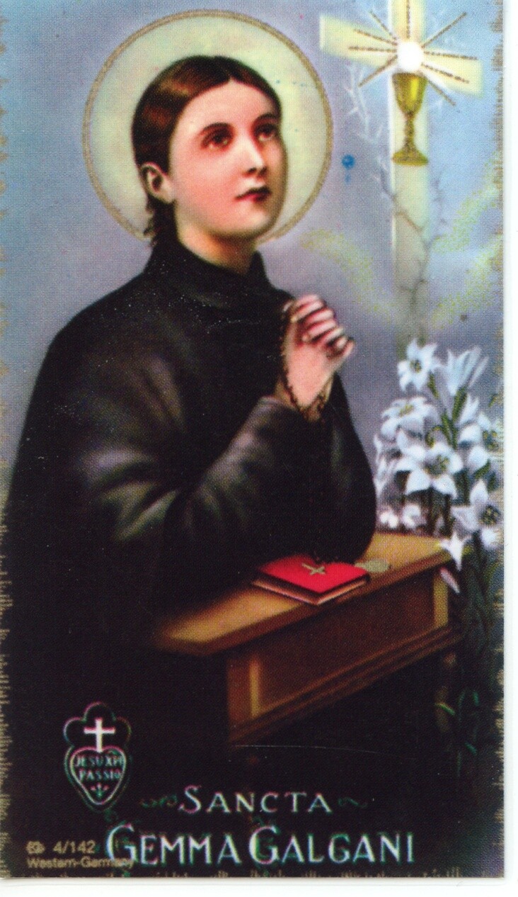 St. Gemma Galgani - Relic Laminated Holy Card - Blessed by Pope Francis 