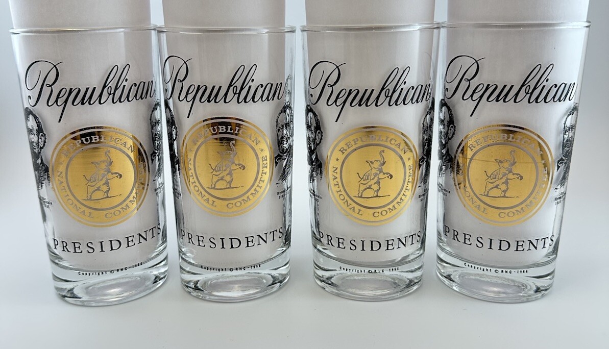 1966 Republican Presidential Glasses, Set of 4