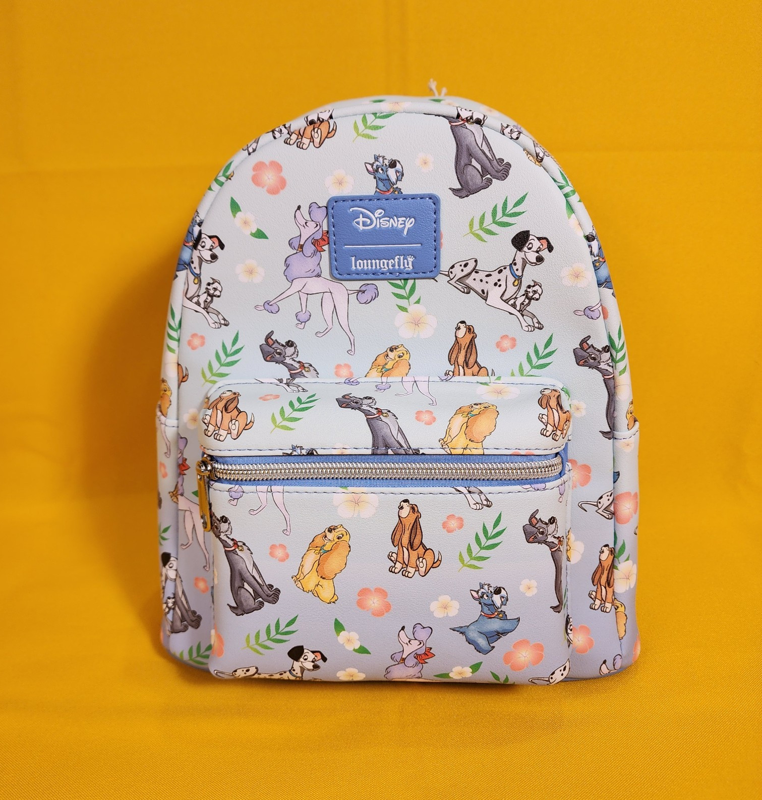 Loungefly Disney Dogs Floral AOP Blue Mini Backpack NEW