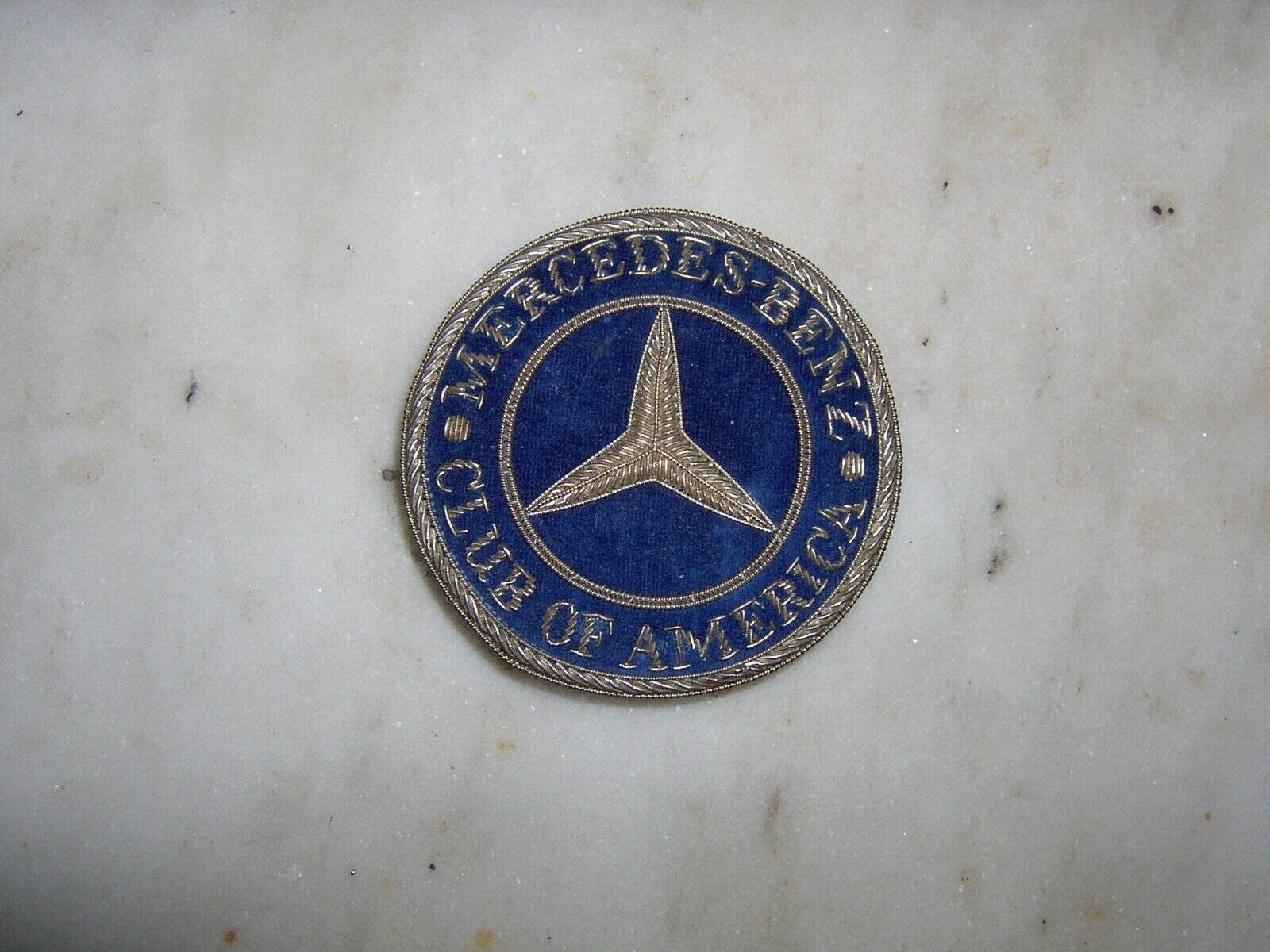 MERCEDES BENZ CLUB OF AMERICA BADGE WITH FELT AND STAINLESS STEEL STITCHING RARE