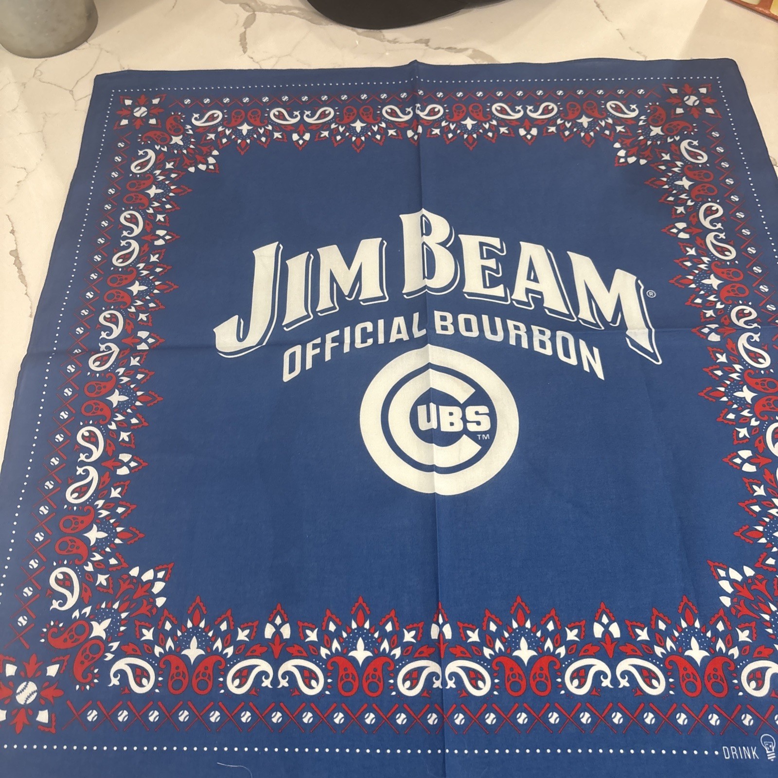NEW-2023 MLB Jim Beam Official Bourbon of Chicago Cubs 22” X 22” Bandana/Scarf