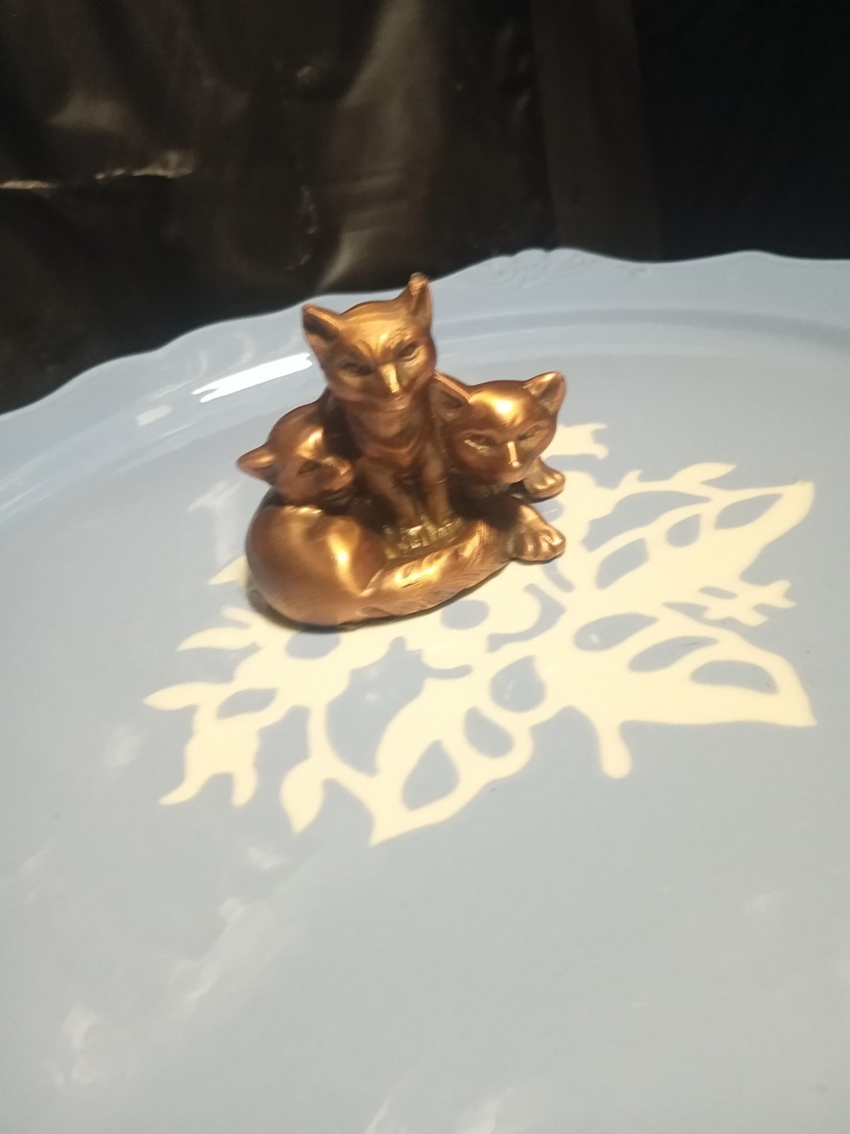 BRONZE FOX FIGURE SCULPTURE Vintage Jennings Brothers 3 Cubs Foxes - JB 1432