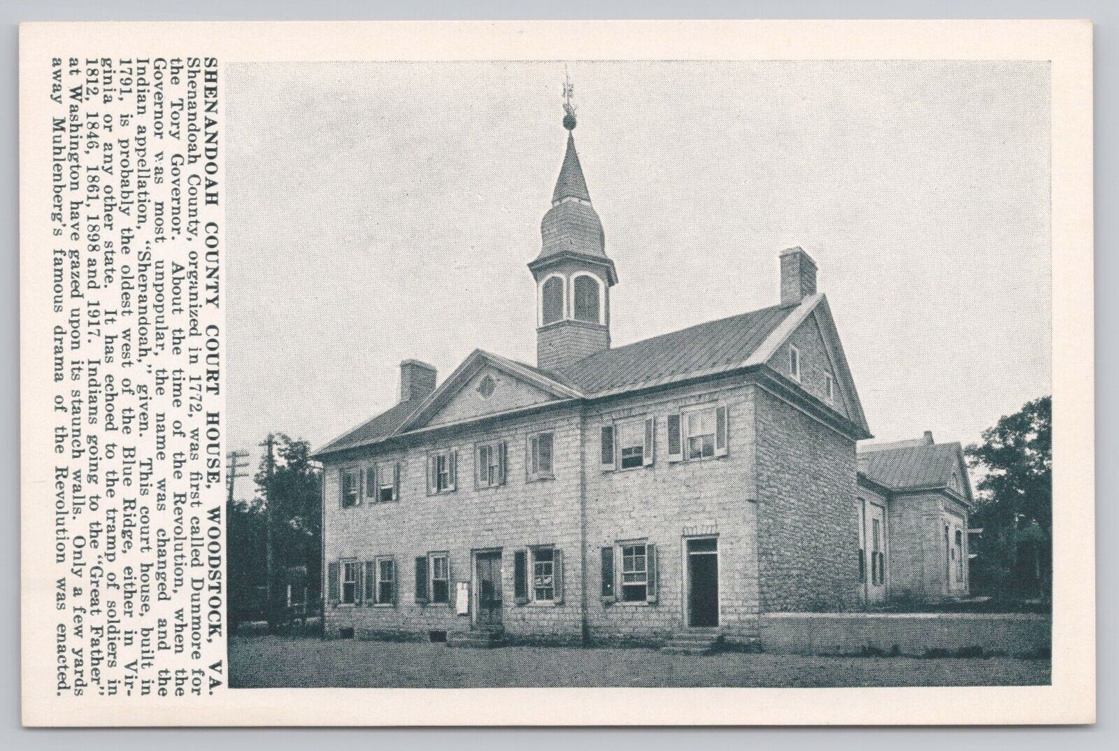 Shenandoah County Court House Woodstock Virginia 1930s Vintage Postcard