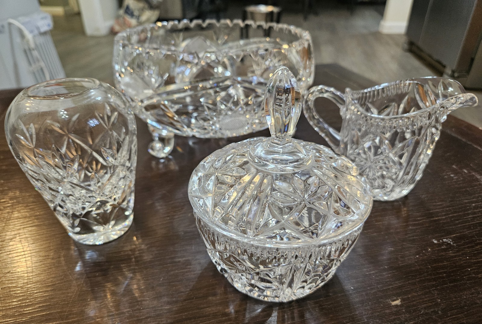 Vintage Lausitzer 4-Pc SET of Lead Crystal Starburst Bowls, Dishes Vintage Lausitzer 4-Pc SET of Lead Crystal Starburst Bowls, Dishes
