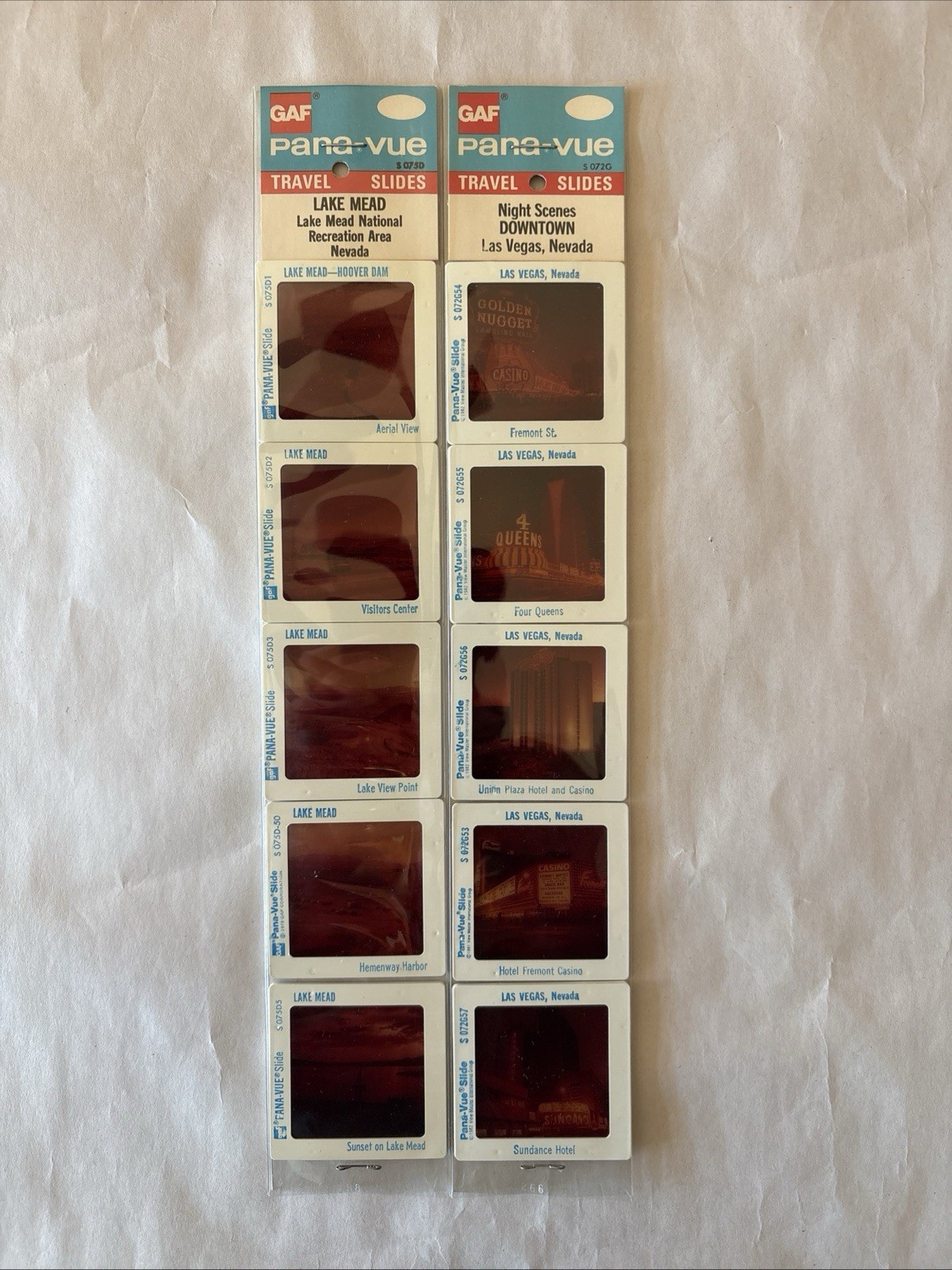 LOT OF 10 VINTAGE PANA-VUE 35MM LAS VEGAS DOWNTOWN & LAKE MEAD TRAVEL SLIDES