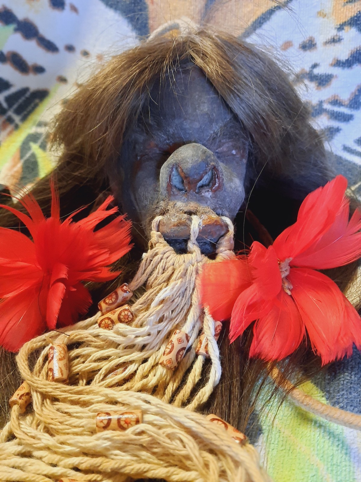 MUSEUM QUALITY SHRUNKEN HEAD REPLICA, AMBIGUOUS, JIVARO, CEREMONIAL TSANTSA 