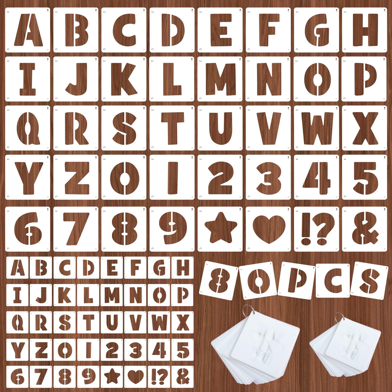 80Pcs Letter Stencils Reusable Alphabet and Number Stencil,1Inch&2Inch