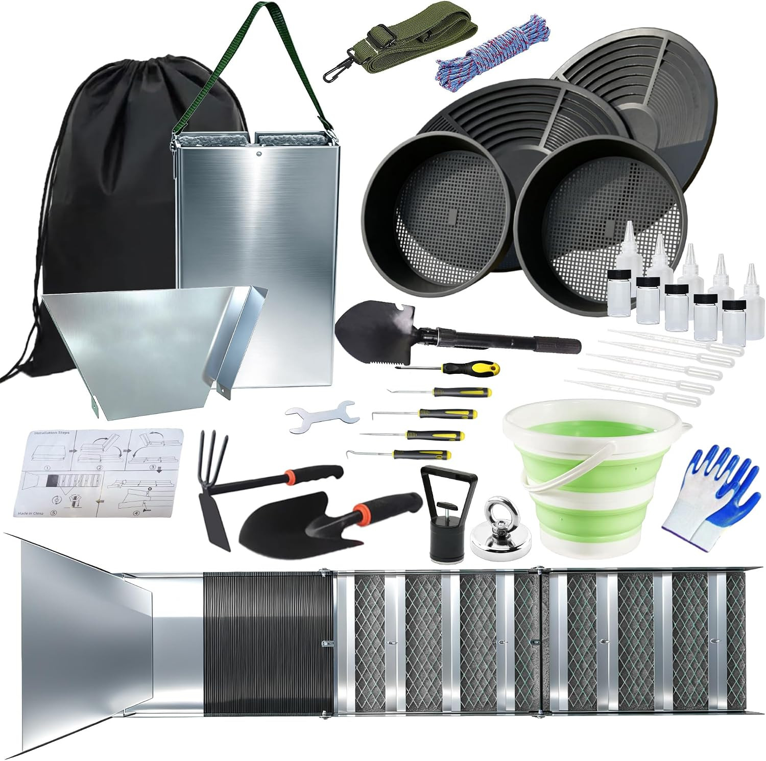 37Pcs Complete Gold Panning Kit for Adults Beginners Enthusiasts