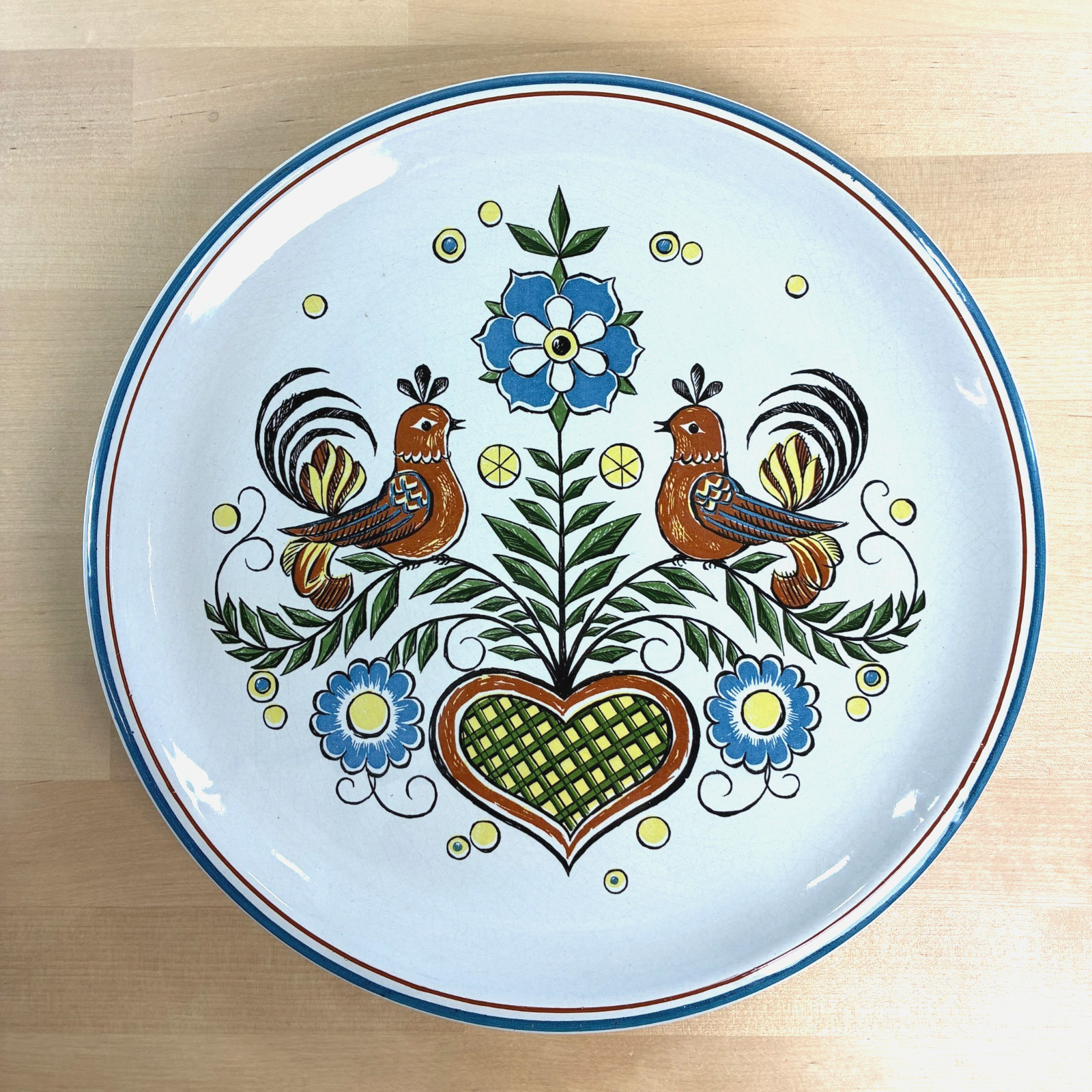 Vintage Ulmer Keramik Vogelhochzeit Plate Germany Bird Wedding Ceramic Art 11\
