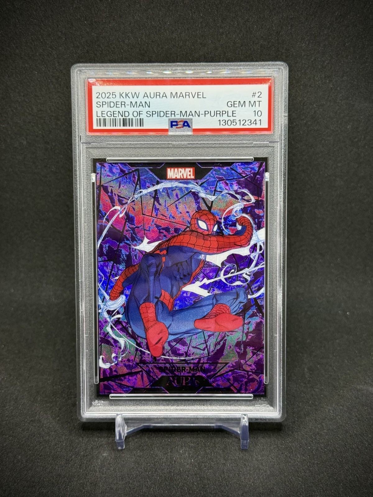 Spider-man 2025 Kakawow Aura Purple Refractor /45 SSP PSA 10