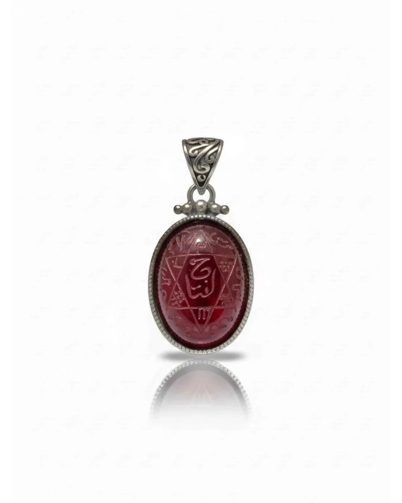 925 Sterling Silver Bloodstone Seal of Solomon Pendant Engraved Gemstone Amulet 925 Sterling Silver Bloodstone Seal of Solomon Pendant Engraved Gemstone Amulet