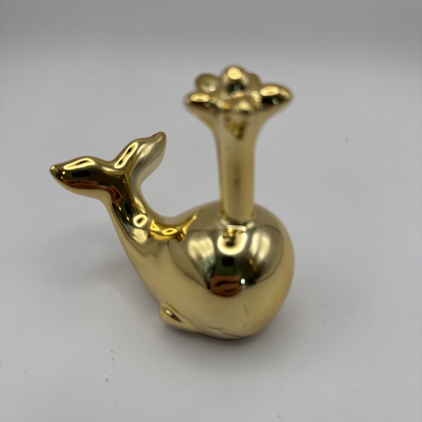 Vintage Gold Painted Ceramic WHALE Mammal Figurine